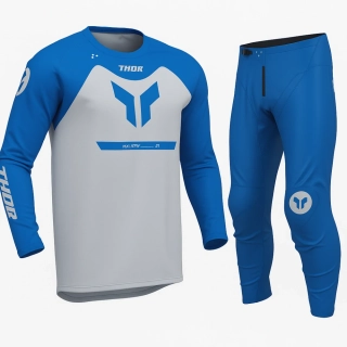 A Motokrosové - enduro kalhoty a dres / motokrosový - enduro komplet THOR RIDEMODE MENACE barva modrá/šedá velikost 32+M