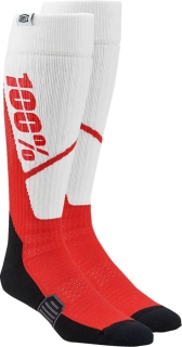 a Motokrosové podkolenky / dlouhé ponožky 100% TORQUE COMFORT MOTO SOCKS barva bílá/červená vel. S/M 38-42