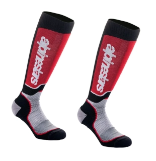 Dětské dlouhé ponožky/podkolenky ALPINESTARS MX PLUS barva šedá/černá/červená, velikost M/L pro velikost nohy 34-38