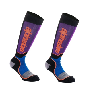 Dlouhé ponožky/podkolenky ALPINESTARS MX PLUS barva šedá/fialová/modrá/černá