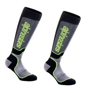 Dětské dlouhé ponožky/podkolenky ALPINESTARS MX PLUS barva šedá/černá/žlutá fluo, velikost M/L pro velikost nohy 34-38