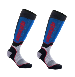 Dětské dlouhé ponožky/podkolenky ALPINESTARS MX PLUS barva modrá/červená/černá, velikost M/L pro velikost nohy 34-38