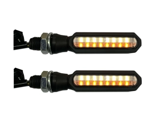 Univerzální led homologované blinkry s integrovaným pozičním světlem PARTS EUROPE TURN SIGNAL černé pouzdro 