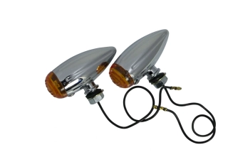 Homologované led motocyklové custom blinkry DRAG SPECIALTIES BALL MILLED MARKER LIGHTS barva chrom, oranžové sklo 