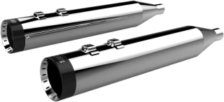 Koncovky výfuku KHROME WERKS 4,5" HP PLUS SLIP-ON MUFFLERS pro HARLEY DAVIDSON FLT/ FLHT/ FLHR/ FLHX/ FLTR rok 1999-2016 viz popis, barva chromová/černé turbine billet zakončení 
