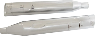 Koncovky výfuku KHROME WERKS 4,5" HP PLUS SLIP-ON MUFFLERS pro HARLEY DAVIDSON FLHT/ FLHTK/ FLHX/ FLHR/ FLTRX/ FLTRU/ FLTRK rok 2017-2024 viz popis, barva chromová/chromové edge billet zakončení