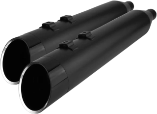 Koncovky výfuku KHROME WERKS 4,5" HP PLUS SLIP-ON MUFFLERS pro HARLEY DAVIDSON FLHT/ FLHTK/ FLHX/ FLHR/ FLTRX/ FLTRU/ FLTRK rok 2017-2024 viz popis, barva černá/černé edge billet zakončení