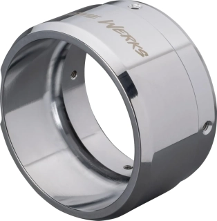 Zakončení koncovky výfuku KHROME WERKS pro výfuky s vnějším průměrem 11,5 cm (4,5") chrome KLASSIC END CAP TIP pozice umístění levá strana