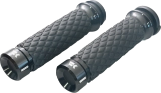Motocyklové gripy / rukojeti na řidítka motorky KHROME WERKS GRIPS DIAMOND KLASSIC ČERNÉ 500300