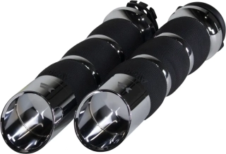 Motocyklové gripy / rukojeti na řidítka motorky KHROME WERKS pro HARLEY DAVIDSON TWIN CAM 1999-2017 / XL 1986-2022 GRIPS AIR CUSHION EDGE CHROME 500270