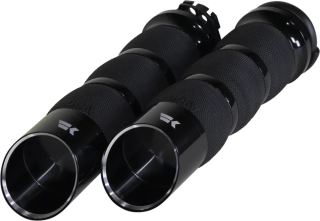 Motocyklové gripy / rukojeti na řidítka motorky KHROME WERKS pro HARLEY DAVIDSON TWIN CAM 1999-2017 / XL 1986-2022 GRIPS AIR CUSHION EDGE ČERNÉ 500250