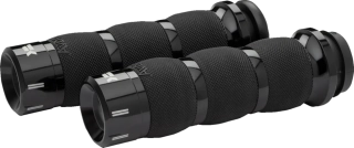 Motocyklové gripy / rukojeti na řidítka motorky KHROME WERKS pro HARLEY DAVIDSON TWIN CAM 1999-2017 / XL 1986-2022 GRIPS AIR CUSHION KLASSIC ČERNÉ 500290