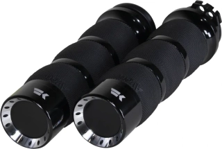Motocyklové gripy / rukojeti na řidítka motorky KHROME WERKS pro HARLEY DAVIDSON TWIN CAM 1999-2017 / XL 1986-2022 GRIPS AIR CUSHION TURBINE ČERNÉ 500230