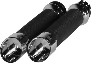 Motocyklové gripy / rukojeti na řidítka motorky KHROME WERKS pro HARLEY DAVIDSON TWIN CAM 1999-2017 / XL 1986-2022 GRIPS CONTOUR EDGE CHROME 500260