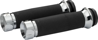 Motocyklové gripy / rukojeti na řidítka motorky KHROME WERKS pro HARLEY DAVIDSON TWIN CAM 1999-2017 / XL 1986-2022 GRIPS KLASSIC CHROME 500285