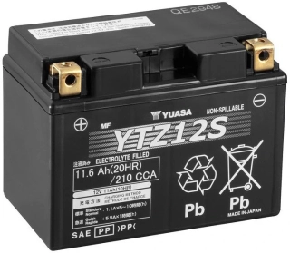 Motocyklová baterie / motobaterie YUASA MF AGM YTZ12S, 11,6Ah, 210A, 12V rozměr 150x87x110 mm