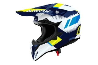 Motokrosová přilba AIROH WRAAAP VISION barva bílá/žlutá fluo/modrá lesklá
