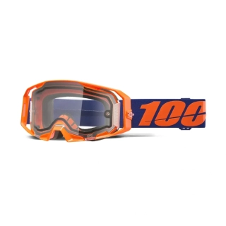 Motokrosové / enduro brýle 100% ARMATIC ENDURO DUAL PENE NEON ORANŽOVÁ/MODRÁ  s čirým dvojitým objektivem, 50070-10003