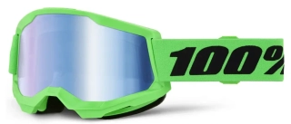 Motokrosové brýle 100% STRATA 2 NEON ZELENÉ s modrým zrcadlovým objektivem