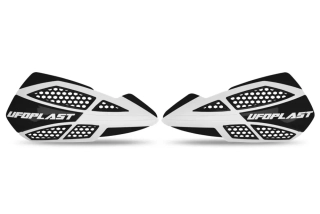 Odolné kryty páček motocyklu / chrániče rukou UFO VOYAGER HANDGUARDS barva bílá-černá pár / bez montážní sady