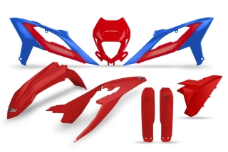 Sada plastů motocyklu UFO PLASTIC BODY KIT pro BETA 2T RR 125/200/250/300 rok 2023-2024 barva červená/modrá