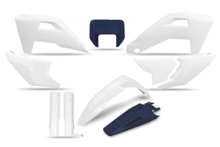 Sada plastů motocyklu UFO PLASTIC BODY KIT pro HUSQVARNA FE 350/450/501 rok 2024-2026  barva bílá/modrá OE26