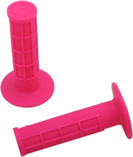 Motokrosové jednovrstvé rukojeti - mx gripy ODI RUFFIAN MX HALF 1/2 WAFLE SINGLE PLY GRIPS zavřené konce, half/půl vafle barva růžová