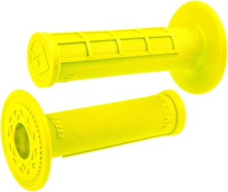 Motokrosové jednovrstvé rukojeti - mx gripy ODI RUFFIAN MX HALF 1/2 WAFLE SINGLE PLY GRIPS zavřené konce, half/půl vafle barva žlutá fluo 