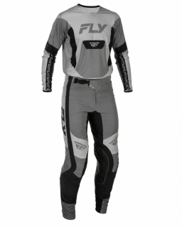 a Lehký a maximálně pohodlný motokrosový komplet kalhot+dresu FLY RACING LITE USA 2026 barva šedá/černá velikost 36+XL