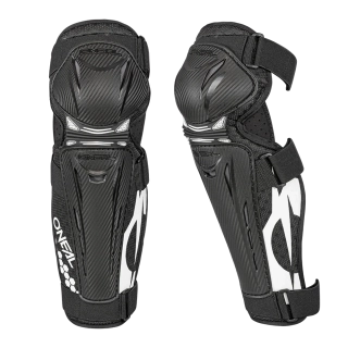 a Motokrosové kolenní chrániče ONEAL TRAIL FR CARBON LOOK KNEE GUARD barva černá/bílá, velikost M