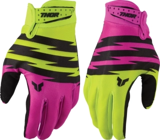Dětské motokrosové / MTB rukavice THOR LAUNCHMODE SHOCKIE barva acid/fuchsia