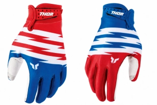 Dětské motokrosové / MTB rukavice THOR LAUNCHMODE SHOCKIE barva červená/modrá/bílá
