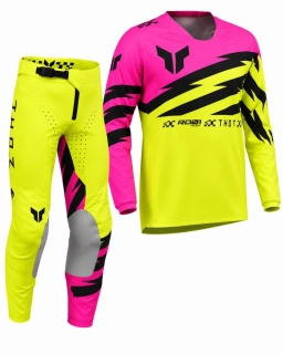 A Dětský sportovní motokrosový komplet kalhot a dresu THOR LAUNCHMODE SHOCKIE barva acid/fuchsia velikost 24+M