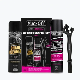 Čistící sada / dárková sada pro motorkáře MUC OFF MX OFFROAD CHAIN CARE KIT - čistič řetězu 400 ml + mazivo na řetěz + kartáč