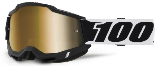 Motokrosové brýle 100% ACCURI 2 BLACK001 s true gold zlatým zrcadlovým objektivem + čirý