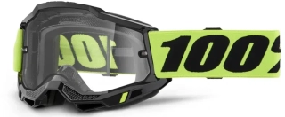 Motokrosové brýle 100% ACCURI 2 ENDURO MOTO barva černá/fluo žlutá, s čirým dvojitým objektivem