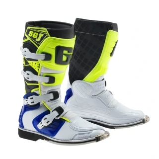 Dětské motokrosové boty SGJ / SG-J barva bílá/černá/fluo žlutá velikost 34