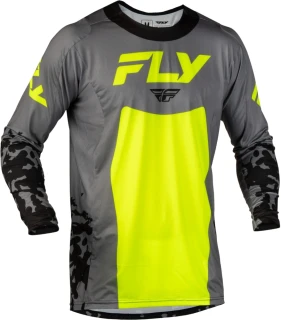 Lehký a pružný motokrosový dres FLY RACING LITE FLAKE USA 2027 barva černá/šedá/hi vis žlutá fluo