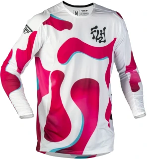 Lehký a pružný motokrosový dres FLY RACING LITE VIBE USA 2027 barva bílá/růžová/modrá