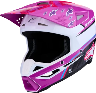 Motokrosová přilba ALPINESTARS SM3 / SM-3 / S-M3 FALCON 8300827-3222 barva růžová/fialová/bílá