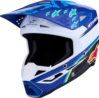Motokrosová přilba ALPINESTARS SM3 / SM-3 / S-M3 FALCON 8300827-7347 barva černá/bílá/modrá 