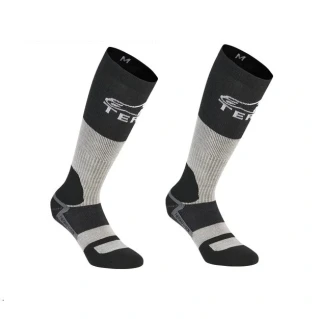 Dlouhé ponožky/podkolenky s příměsí merino vlny ALPINESTARS AT 8 MERINO WOOL SOCK barva černá/šedá velikost S pro nohu o velikosti 38-40,5