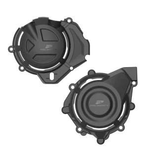 Ochranné kryty na spojku a vodní čerpadlo POLISPORT ENGINE COVER pro motocykl CF MOTO MT 450 ABS rok 2024-2026 barva černá