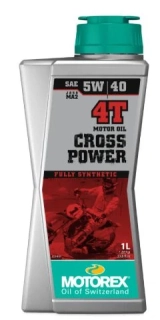 Plně syntetický vysoce výkonný motorový olej pro 4-taktní Off-Road (terénní) motocykly MOTOREX CROSS POWER 4T 5W 40 balení 1 litr