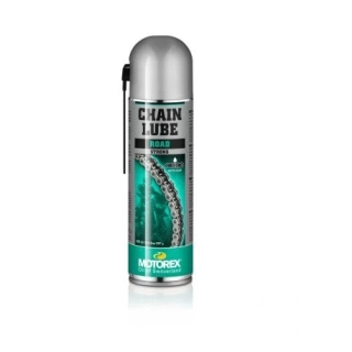 Přilnavý sprej na veškeré motocyklové řetězy, zvláště s X-kroužky a O-kroužky/mazivo na řetězy MOTOREX CHAIN LUBE ROAD balení 500 ml