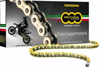 Motokrosový řetěz REGINA 520 RH2 GB počet článků 112C, barva zlatá/černá