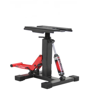 Výškově nastavitelný stojan pro motokrosové motorky / motokrosový stojan s tlumičem DRC HC2 LIFT STAND červený nosnost 150 kg
