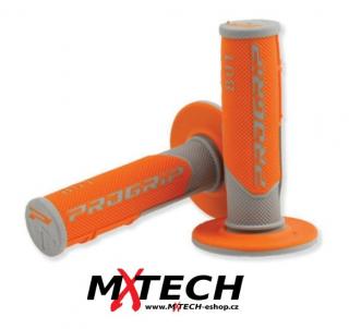 Dvouvrstvé motokrosové rukojeti - gripy Progrip 801 šedo/oranžové