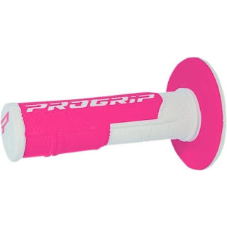 Dvouvrstvé motokrosové rukojeti - gripy PROGRIP 801 bílá/růžová fluo