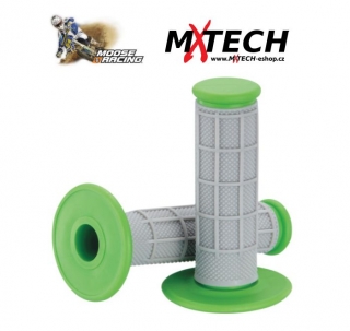Motokrosové gripy MOOSE RACING Gray/Green Qualifier 1/2 Waffle Grips